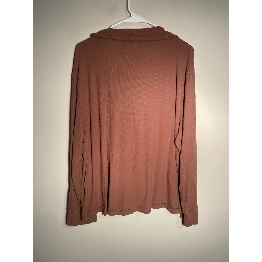 SKIMS Soft Lounge Ribbed Long Sleeve‎ Button Down Pajama Top in Copper Size XL